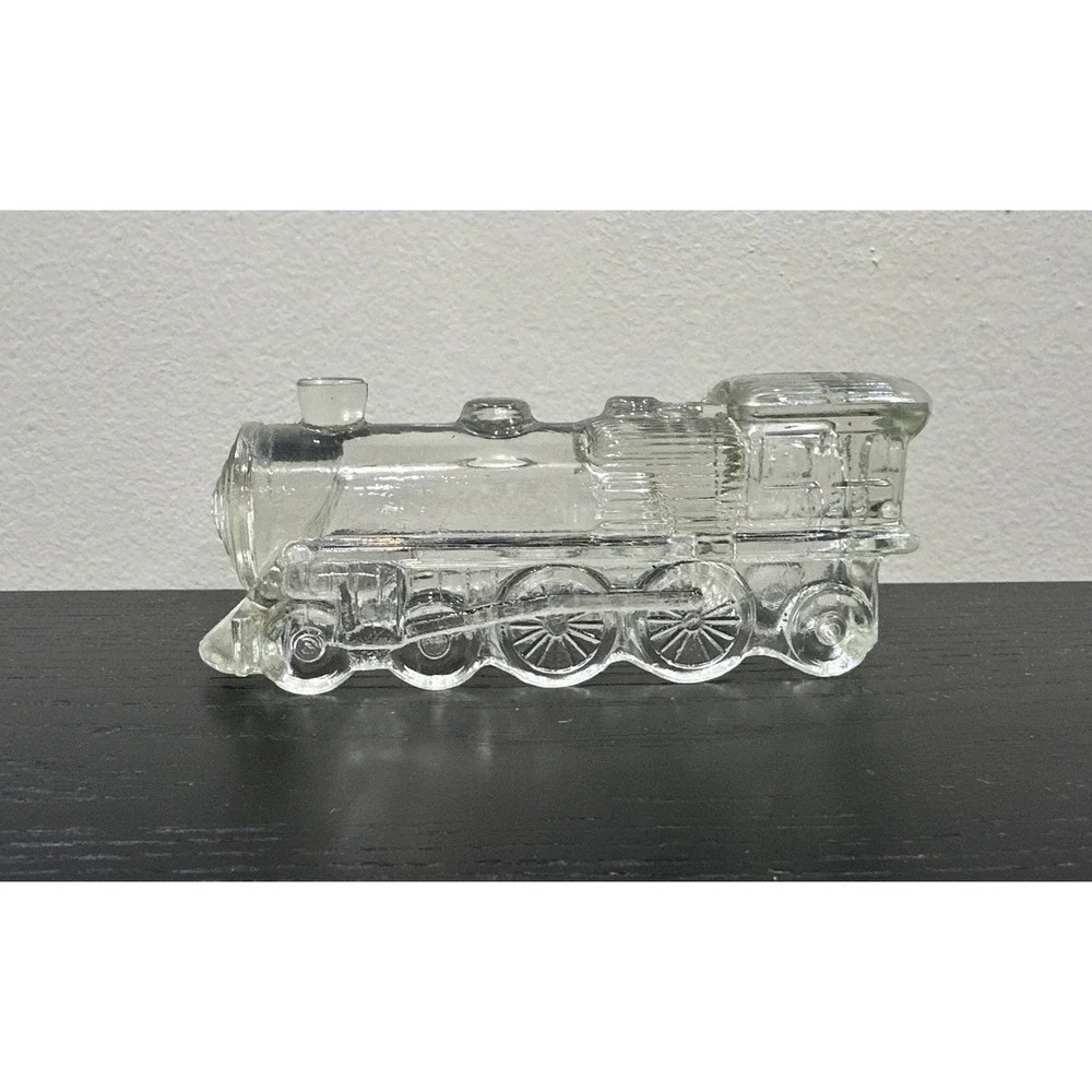 Locomotive Train Engine 1028 Vtg Figural Glass Candy Container 1940s Stough